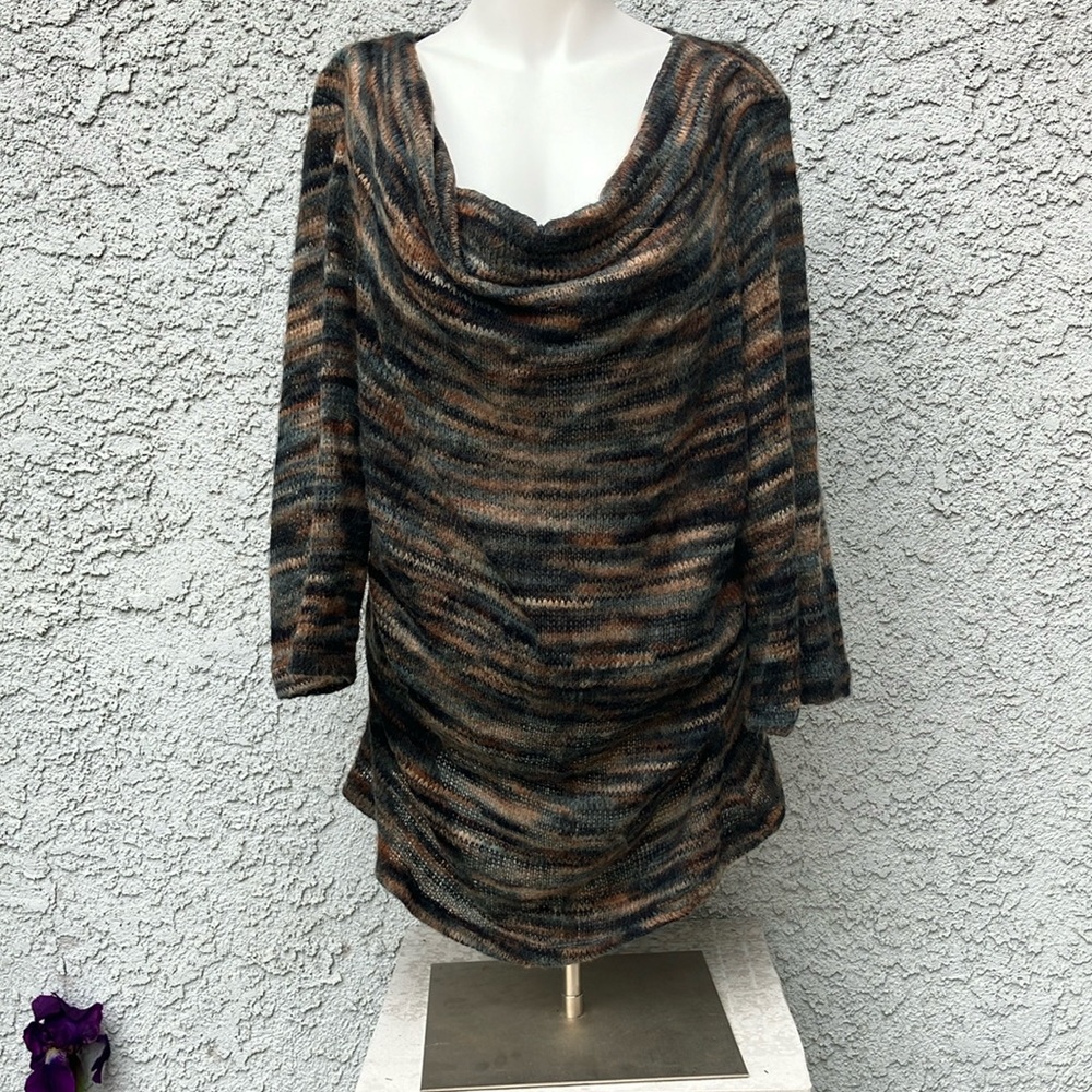 John Paul Richard black and brown light weight cowl neck sweater